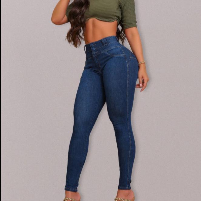 ジーンズ レディース デニム スキニーパンツ ストレッチ 伸縮性 高見え 美脚効果 小尻見せ スリムフィット ジーパン カジュアル 深青(x2)