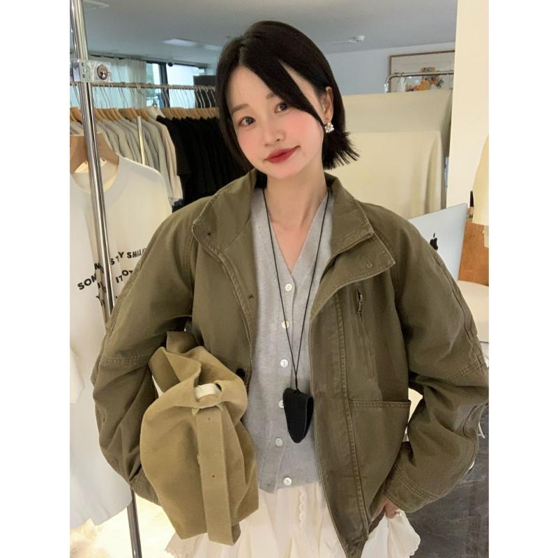 上衣 レディース 韓国 レトロ 御役目着 上衣 春 トップス 黒いこと 綿 長袖 ルーズフィット 立襟
