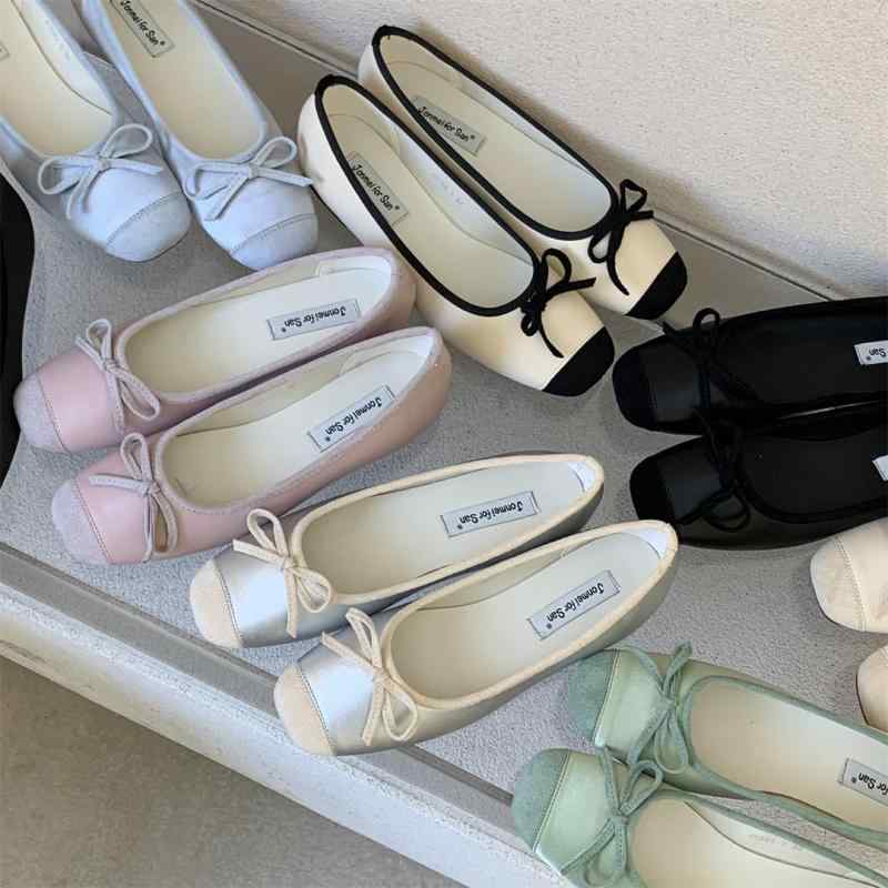 パンプス レディース スクエアトゥ フラット ぺたんこ 履きやすい 歩きやすい かわいい 黒 グレー 緑 杏色 米白 シルバー 紫色 繊維 普段使い デート パーティー