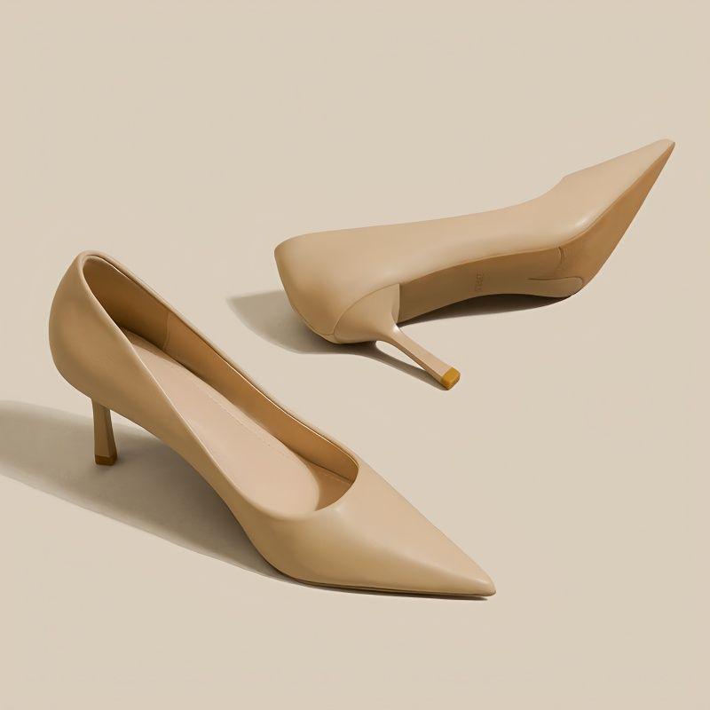 パンプス レディース ヌードカラー ハイヒール 5cm 6cm 7cm 8cm ポインテッドトゥ 柔らかい革 履きやすい 疲れにくい ローヒール スリップオン 婦人靴 オフィス 仕事用 フォーマル 春