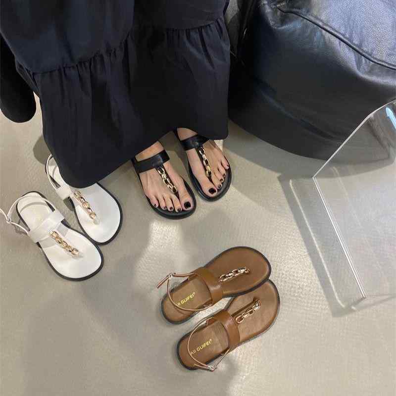 サンダル レディース 夏 ぺたんこ ストラップ ラウンドトゥ フラット ローマ風 無地 黒 白 茶色 歩きやすい 痛くなりにくい 履きやすい カジュアル