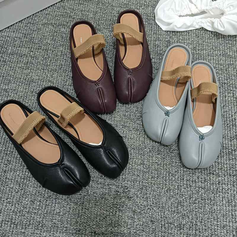 サンダル レディース Tabi 木目細か バレーシューズ なめし革 家庭用スリッパ 置き目踵 パンプス 平べったい靴 モカシン シューズ 春夏 秋冬 白 黒 パープル 薄墨色 ベージュ レディース靴-その他-靴