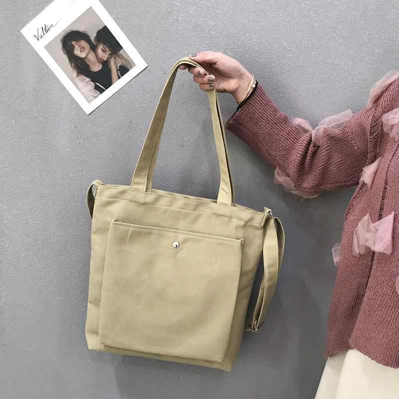 トートバッグ レディース 帆布 ショルダーバッグ 韓国 大容量 肩掛け 鞄 キャンバス 通勤 通学 旅行 白 ホワイト カーキ ブラック(x3)