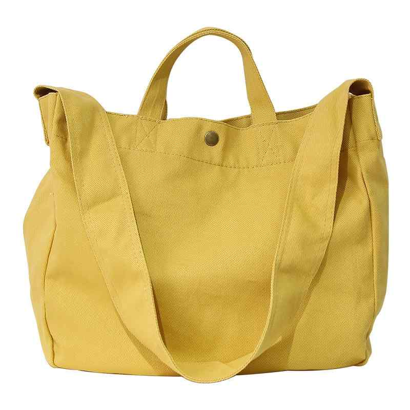 トートバッグ レディース キャンバス ハンドバッグ 大容量 帆布 カバン 鞄 ショッピングバッグ 黄色(x50)