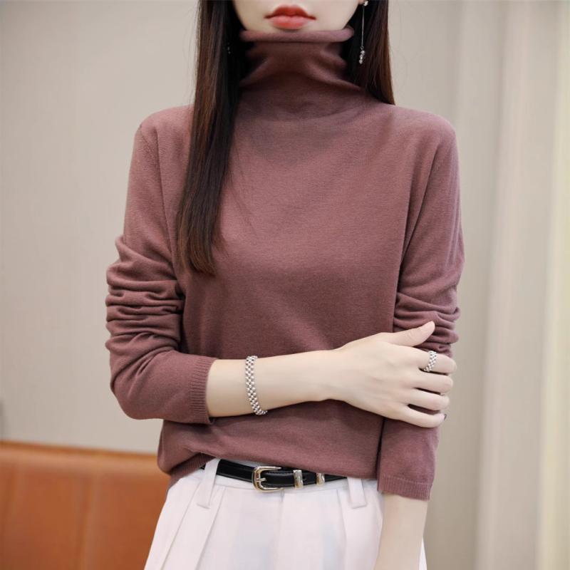 ニット レディース タートルネック セーター ウール 長袖 プルオーバー 秋冬 トップス 婦人服 ピンク系｜ブリルビ