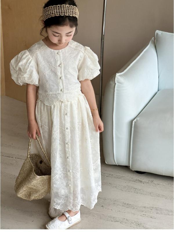 キッズ ワンピース セットアップ 夏物 子供服 スカート 半袖 かわいい 公園着 普段着 お出かけ着 刺繍