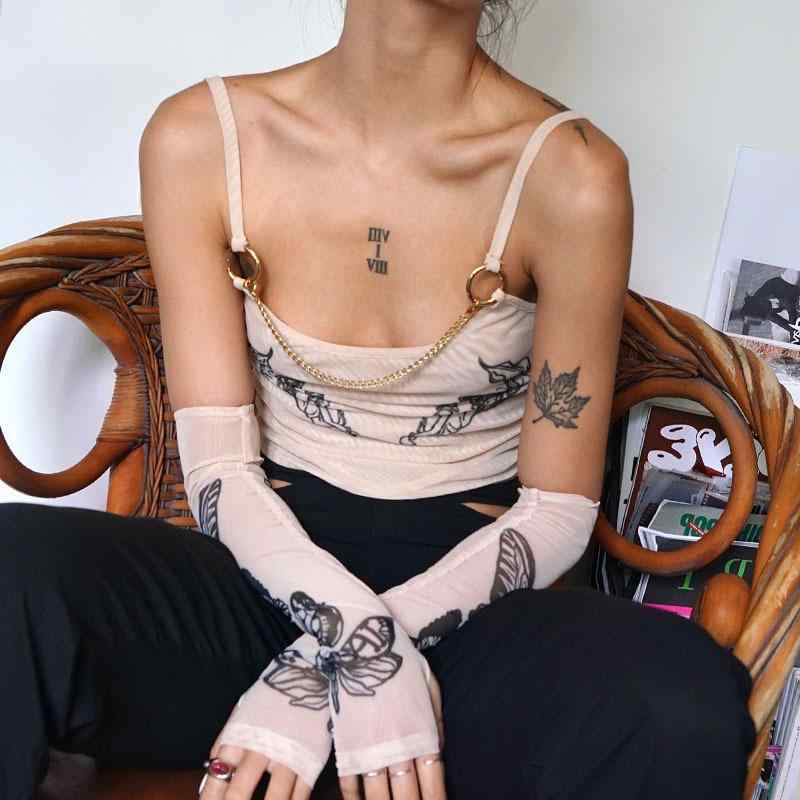 キャミソール レディース 春夏 ショート丈 蝶柄 ビスチェ トップス カットソー スリムフィット 肌色2