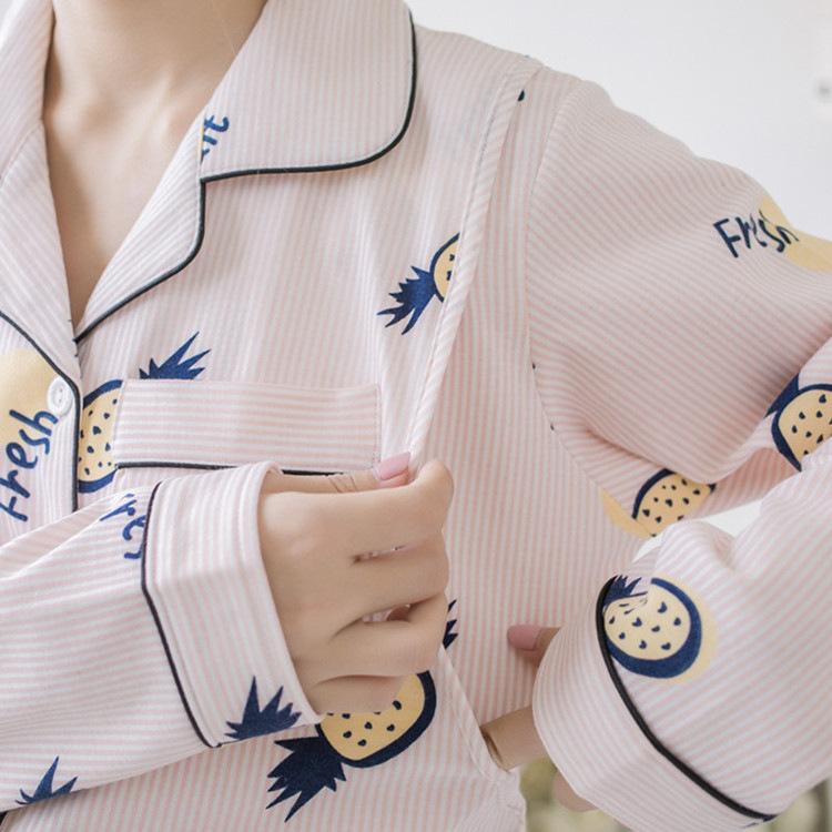 マタニティウェア レディース パジャマ 授乳服 綿 上下セット 大きいサイズ 長袖 厚手 薄手 菠? ?粉 浅藍色 ピンク 浅? L XL 2XL 3XL 4XL(x3)