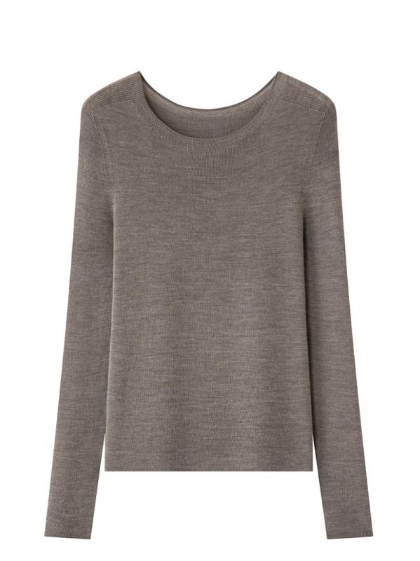 ニット レディース 洗える ウール トップス 薄手 クルーネック プルオーバー 通勤 無地 長袖 M L XL 秋冬 ホワイト ブラック ブラウン ベージュ グレー(x2)