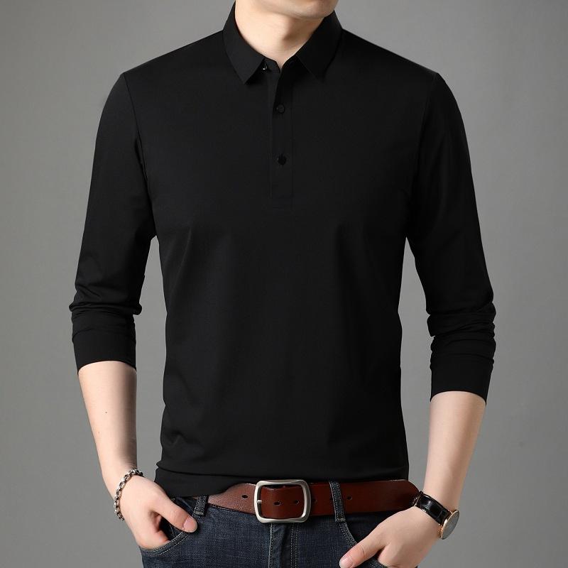 Tシャツ メンズ 男性用 桑蚕? シルク 長袖 ポロシャツ 無地 インナーシャツ トップス ビジネス カジュアル 春秋 速乾 抗菌 防臭