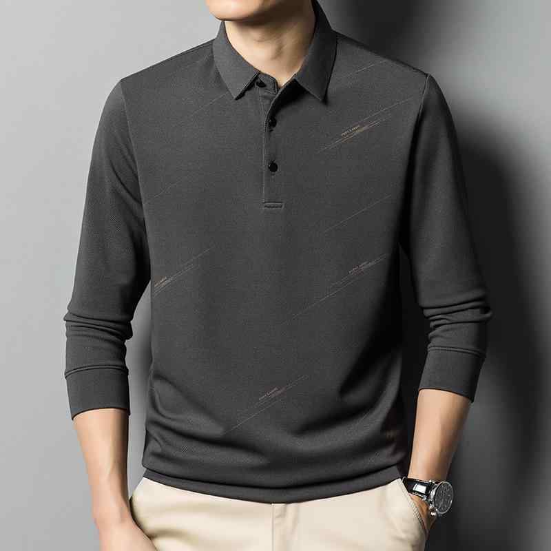 Tシャツ メンズ 男性用 長袖 ポロシャツ 襟付き コットン ストライプ柄 春秋 トップス 普段使い 部屋着