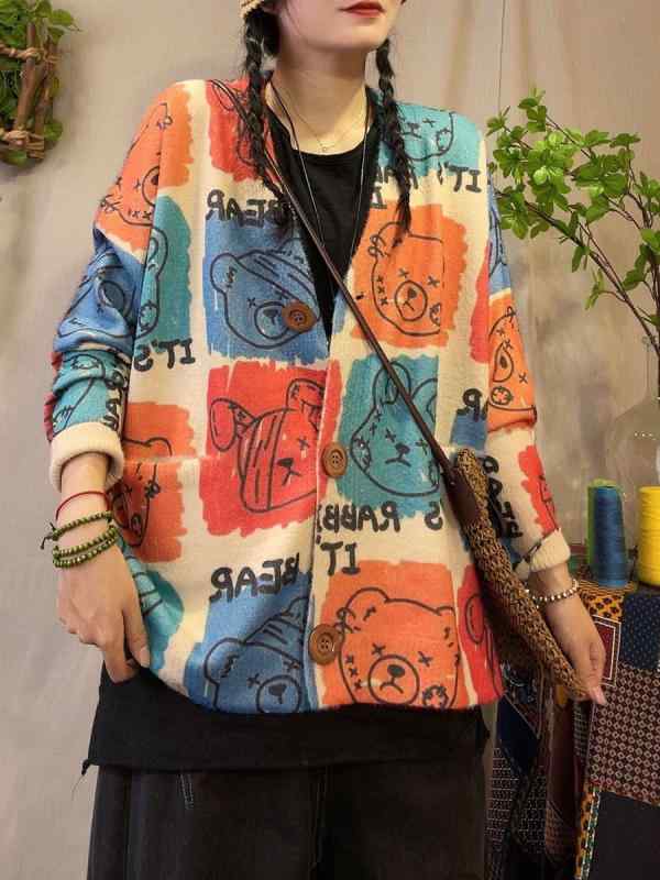 ジレー レディース 毛皮 編み物 毛の荒物柄 Vのど首 長袖 トップス ゆったり大きさ 乳白 秋冬 表どおり 心地よい(x5)