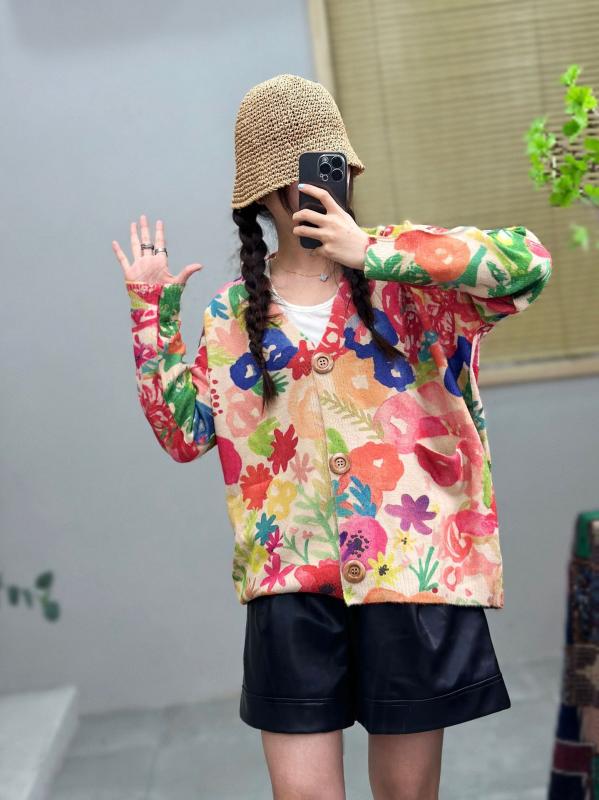 編み物 レディース 毛皮 触れ合う ジレー 草木 花柄 刷り上げる Vのど首 ゆったり 秋冬 あったか 雅びやか 通い 好いたらしいめ(x5)