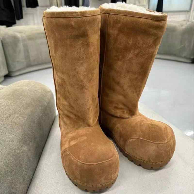 雪地ブーツ レディース 厚底 高筒 ミドル丈 ショート丈 ラウンドトゥ plain バランス 防滑 保温 耐摩耗性 スエード 橡・屬 秋冬 カジュアル 普段使い