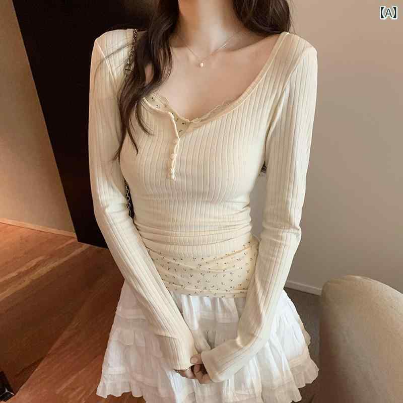 Tシャツ レディース 春秋冬 花柄 低めネック 長袖 重ね着風 Uネック プルオーバー トップス カットソー 普段使い 部屋着