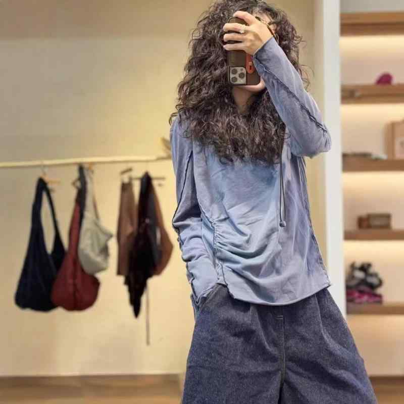 Tシャツ レディース ニット 切り替え 長袖 トップス カットソー ゆったり 文芸 レトロ オフホワイト ピンク系 ブラック コーヒー 墨色(x5)
