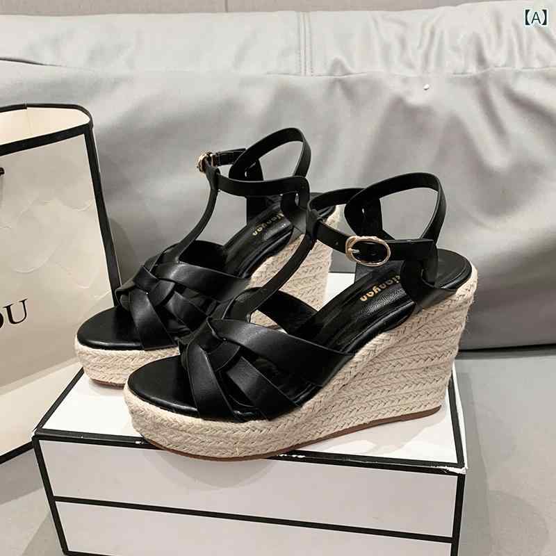 サンダル レディース 夏 婦人靴 厚底 ハイヒール スロープ 楽ちん 歩きやすい 疲れにくい ラウンドトゥ バックストラップ フェイクレザー ブラック ベージュ系 春夏