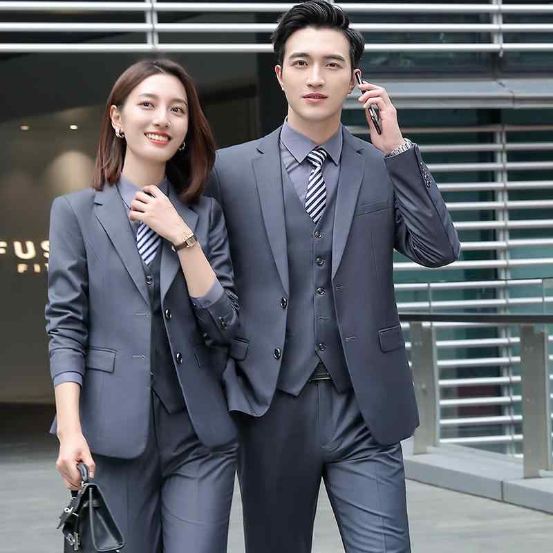 スーツ レディース ビジネス オフィス フォーマル 制服 面接 就活 銀行 4S店 販売 営業 ポリエステル グレー グレー 紺色 ネイビー 黒 ブラック 青 ブルー 長袖 ジャケット パンツ ズボン スカート シャツ ブラウス ベスト付き