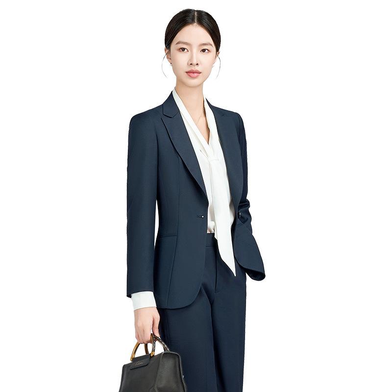 スーツ レディース 小西装 テーラードジャケット 洗える ウール混 スリムフィット 通勤 オフィス OL 制服 銀行 работ 服 紺色 ポリエステル｜ブリルビ