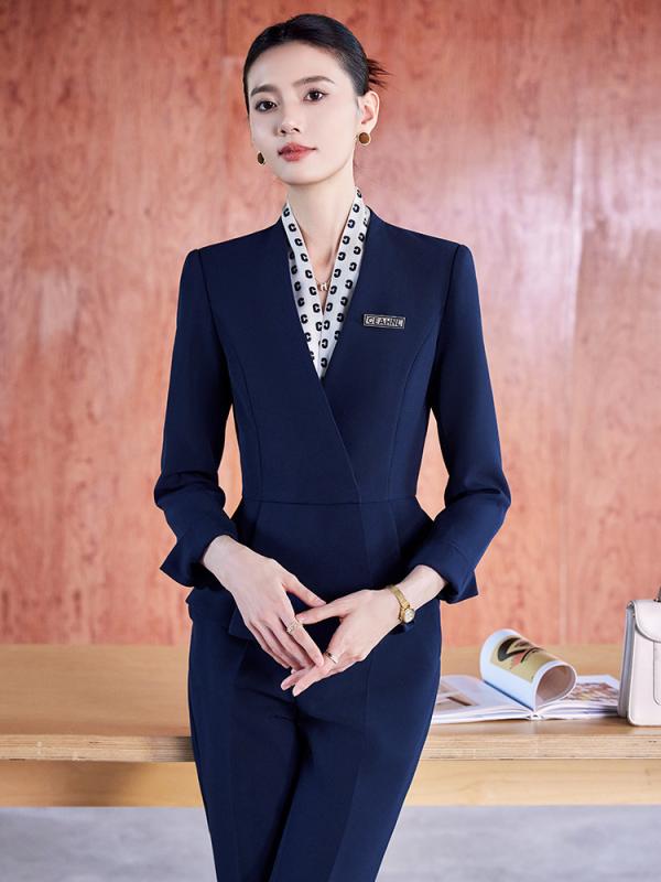 セットアップ レディース 春秋 事務服 スーツ ジャケット パンツ スカート フォーマル ホテル フロント 受付 制服 ポリエステル オフィス ビジネス OL(x2)