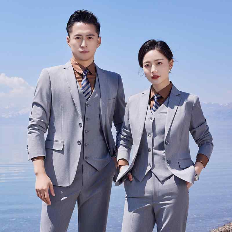 スーツ レディース メンズ ビジネス オフィス フォーマル グレー系 パンツスーツ スカートスーツ セットアップ 事務服 毛混紡 長袖
