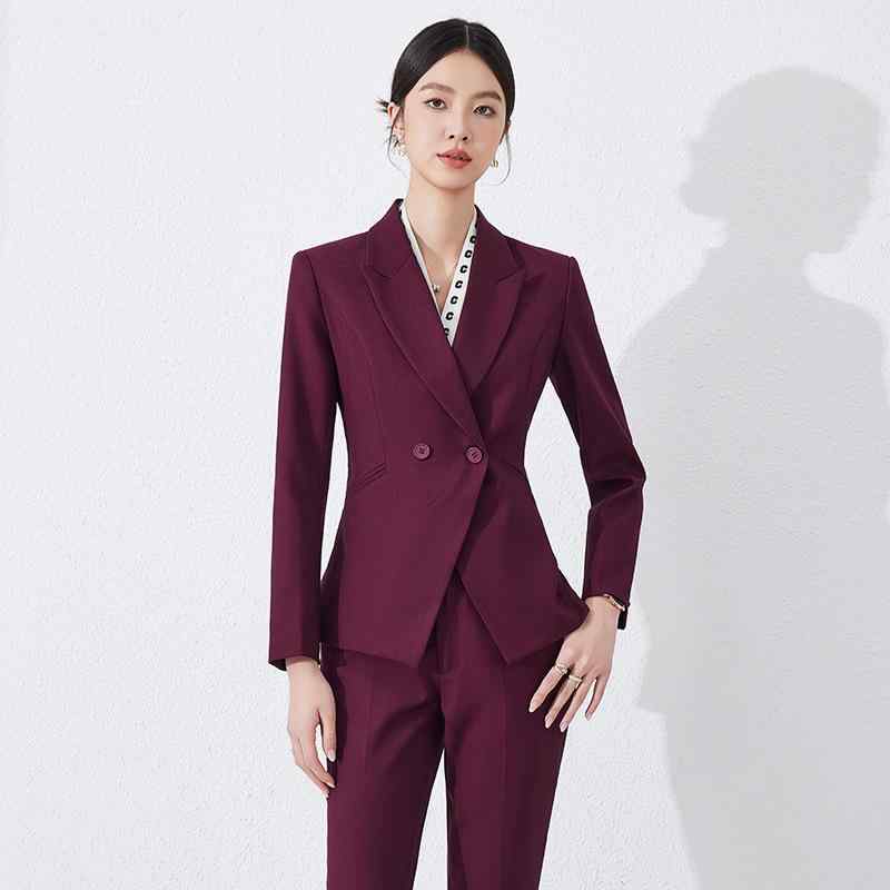 スーツ レディース フォーマル ワインレッド系 セットアップ ポリエステル blend 事務服 受付 制服 面接 オフィス 通勤 OL 女性用 エレガント 上品 豪華感(x2)