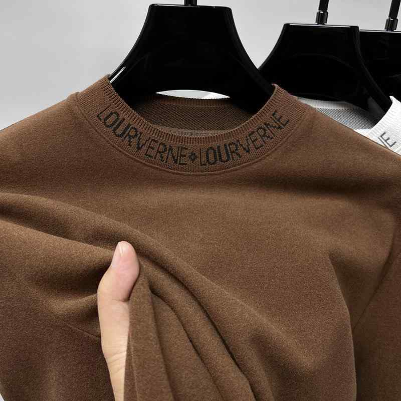 Tシャツ 男性用 長袖 秋冬 起毛 保温 インナーシャツ ラウンドネック スリム ホワイト ブレンド