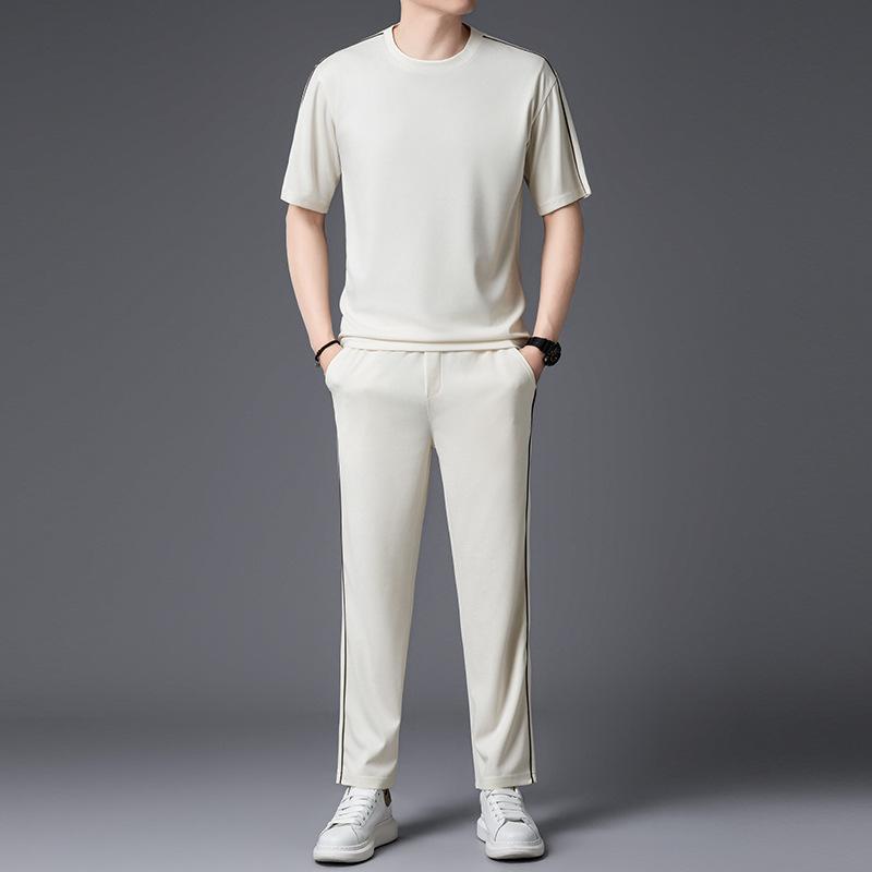Tシャツ メンズ 男性用 半袖 薄手 スポーツ ウェア ロングパンツ 上下 セットアップ 部屋着 リラックス ウェア 接触冷感 吸湿速乾 春夏