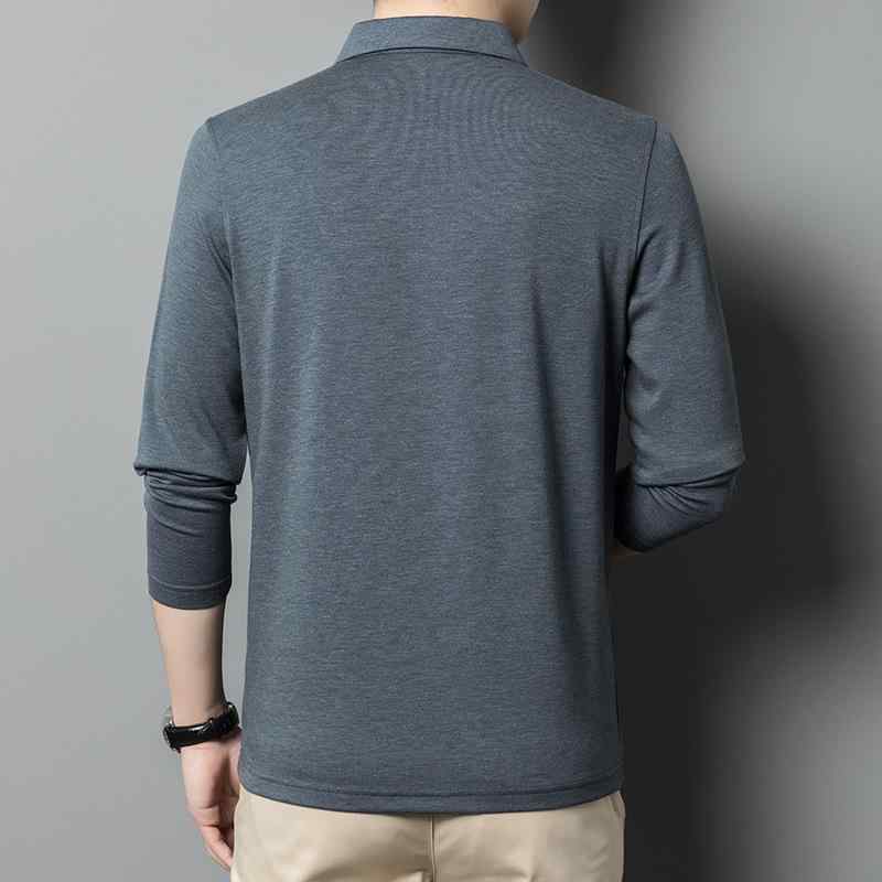 Tシャツ メンズ 男性用 ウール 長袖 ポロシャツ 襟付き 無地 トップス シニア 紳士服 ビジネスカジュアル 春秋 グレー ネイビー ブラック ブルー グリーン レッド