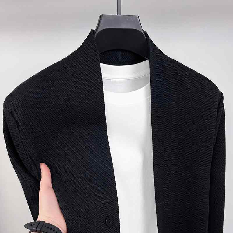Tシャツ 男性用 長袖 春物 フェイクレイヤード ラウンドネック カットソー カジュアル トップス ウール混紡 紺色 グレー カーキ ブラック