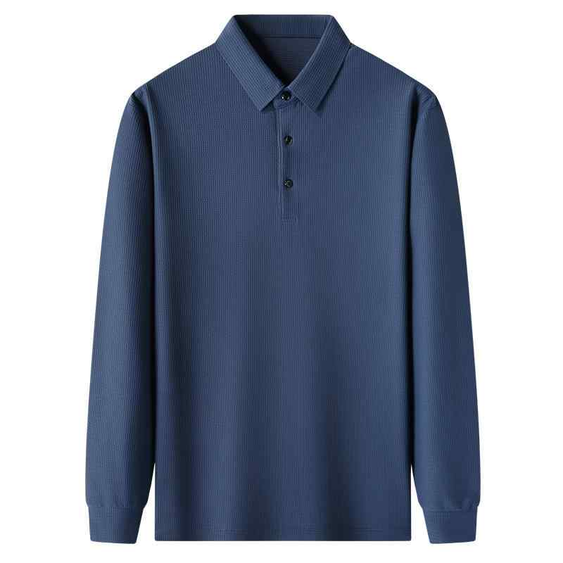 Tシャツ メンズ 男性用 ワッフル 長袖 カットソー トップス 襟付き ?松 無地 ポリエステル 吸湿速乾 普段使い 春秋 上青 ブルー 皮? ブラック 豪華 グレー