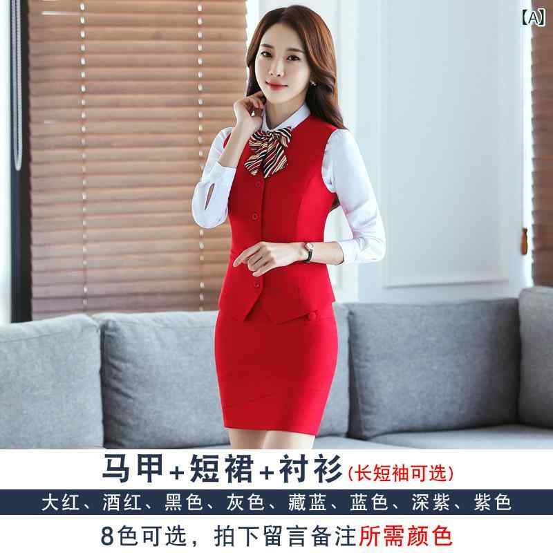 中国 赤 の 女性 弁護 士の スーツの 正装の 作業服の 長袖の 2つの セットの 黒い スーツの ホテルの 服