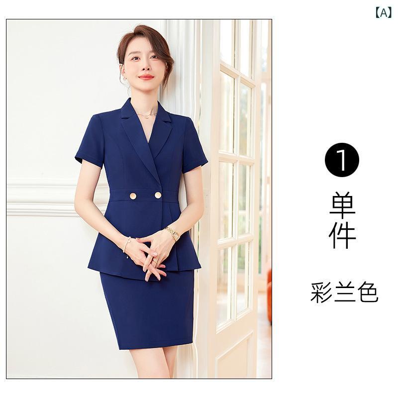 女性用 スーツ 夏 半袖 フォーマル な レディースジャケット 豪華 作業服 作業服(x10)|ブリルビ