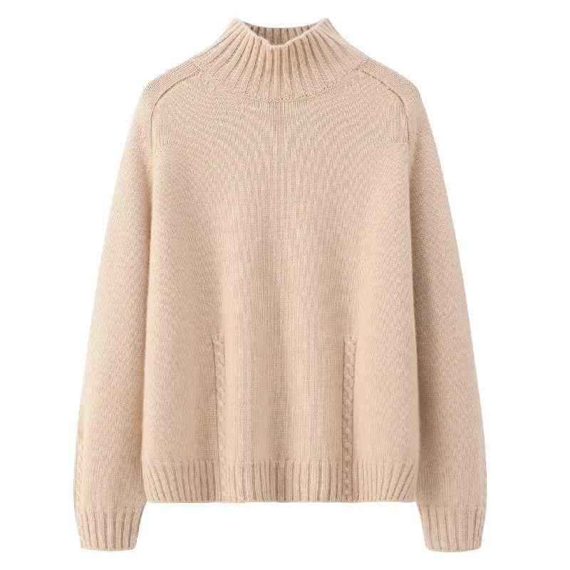 ニット レディース セーター プルオーバー ゆったり 厚手 リブ編み ドロップショルダー ハイネック トップス 秋冬 カジュアル 普段使い 部屋着 あったか 暖か 無地 赤 ピンク系 ベージュ ブラウン