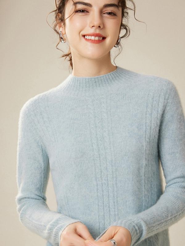 ニット レディース セーター 秋冬 ハーフハイネック 韓国 ゆったり ケーブル編み 無地 トップス プルオーバー 普段使い デイリー 伸縮性 柔らかい 肌触り