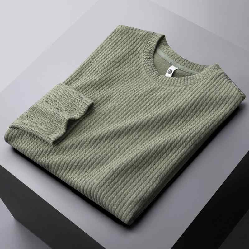 Tシャツ メンズ 男性用 長袖 ニット 春秋 トップス カットソー 丸首 無地 修身 伸縮性 カジュアル 普段使い 黒 白 緑 カーキ