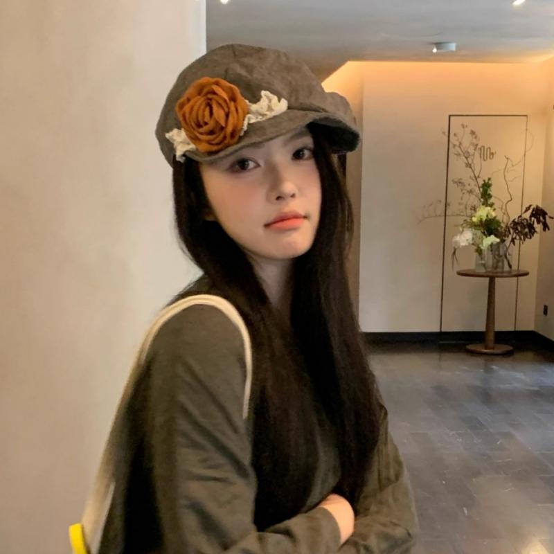 ベレー帽 レディース 薄手 通気性 花柄 麻混 帽子 レトロ 画家帽子 日焼け防止 紫外線対策 春夏 4,329円