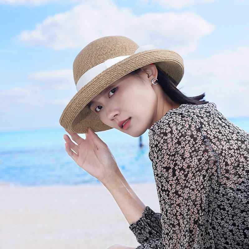 麦わら帽子 レディース つば広 UVカット 日焼け防止 帽子 春夏 秋 紫外線対策 ハット 海 リゾート 旅行用 遮光 日よけ かわいい おしゃれ 白 黒 青