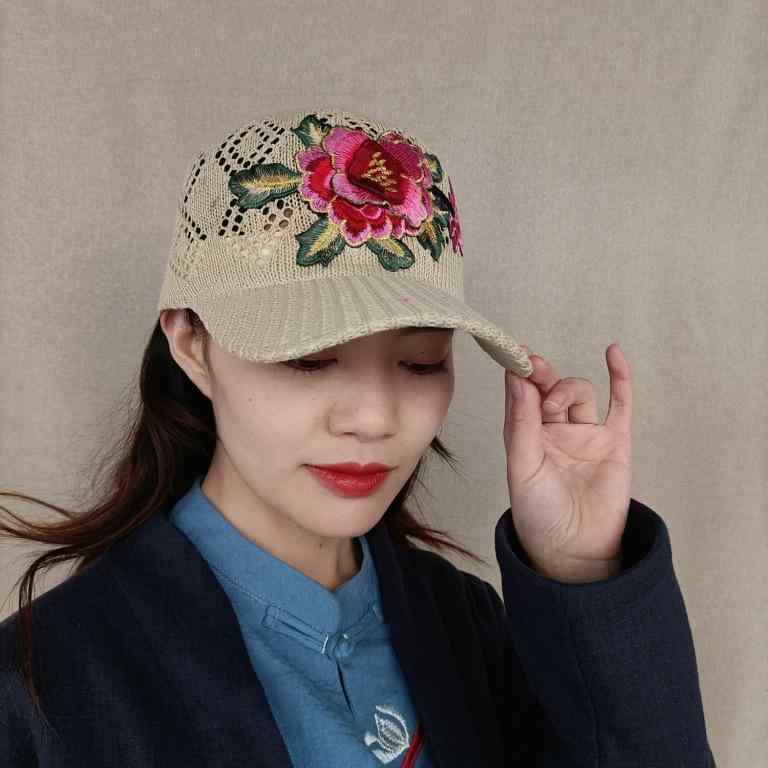 帽子 レディース 民族風 刺繍 キャップ 綿 紫外線対策 日よけ 通気性 春夏(x2)
