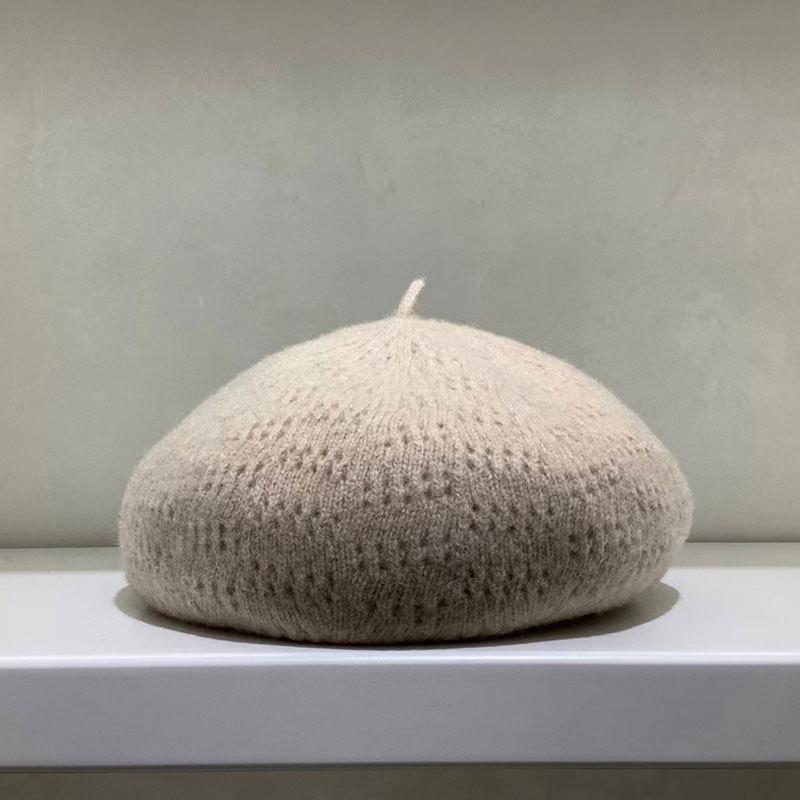ベレー帽 レディース 秋冬 ニット帽 オーストラリア産ウール 無地 56-58cm あったか 防風 おしゃれ かわいい カジュアル きれいめ エレガント ベージュ ブラック グレー カーキ(x2)