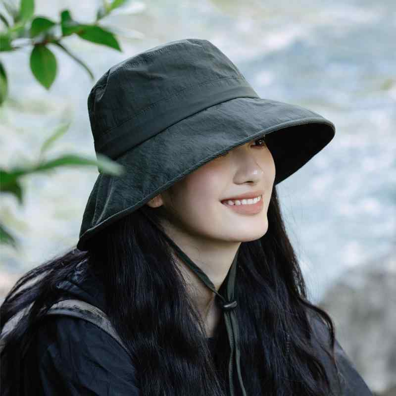 帽子 レディース アウトドア 登山帽 春夏 漁夫帽 UVカット 日焼け防止 遮光 通気 速乾 ハット カーキ ブラック ネイビー M L