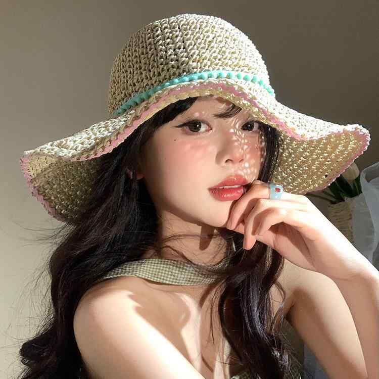 麦わら帽子 レディース 春夏 遮陽 日焼け防止 UVカット 帽子 大つば ベージュ カーキ リゾート 旅行 普段使い