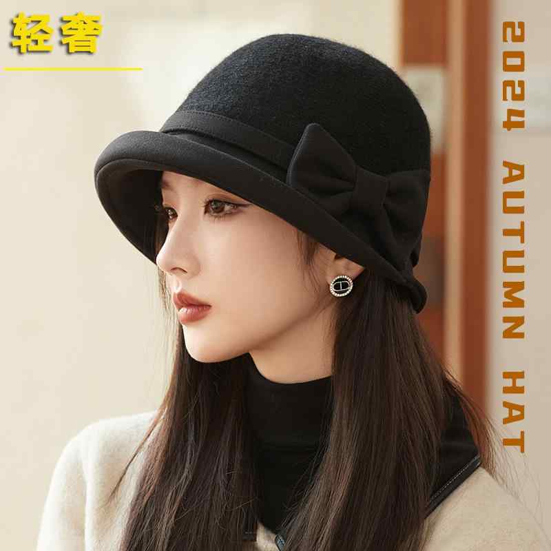 帽子 レディース 秋冬 ウール 漁師帽 バケットハット リボン 韓国風 かわいい 暖かい 保温 UVカット 日よけ 普段使い ファッション小物 ブラック ベージュ2 4,490円