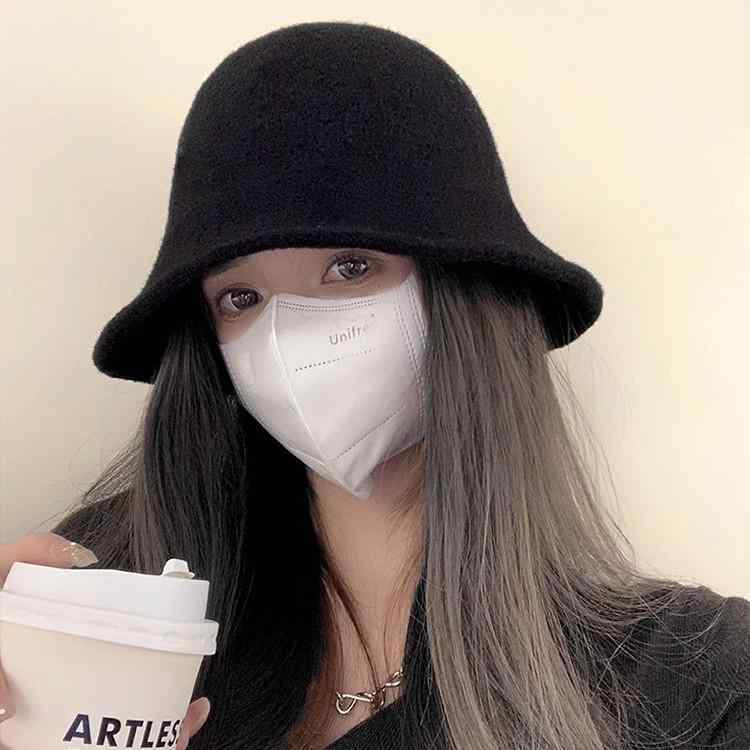 帽子 レディース 秋冬 バケットハット つば広 小顔効果 防寒 保温 ウール 混紡 あたたかい カジュアル かわいい ブラック キャメル ベージュ2