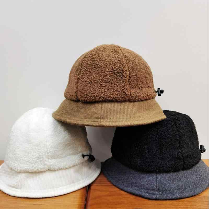 帽子 レディース バケットハット 漁夫帽 秋冬 防寒 保温 小顔効果 原宿風 レトロ風 羊羔毛 ふわふわ もこもこ かわいい あったかグッズ ブラック オフホワイト ベージュ|ブリルビ