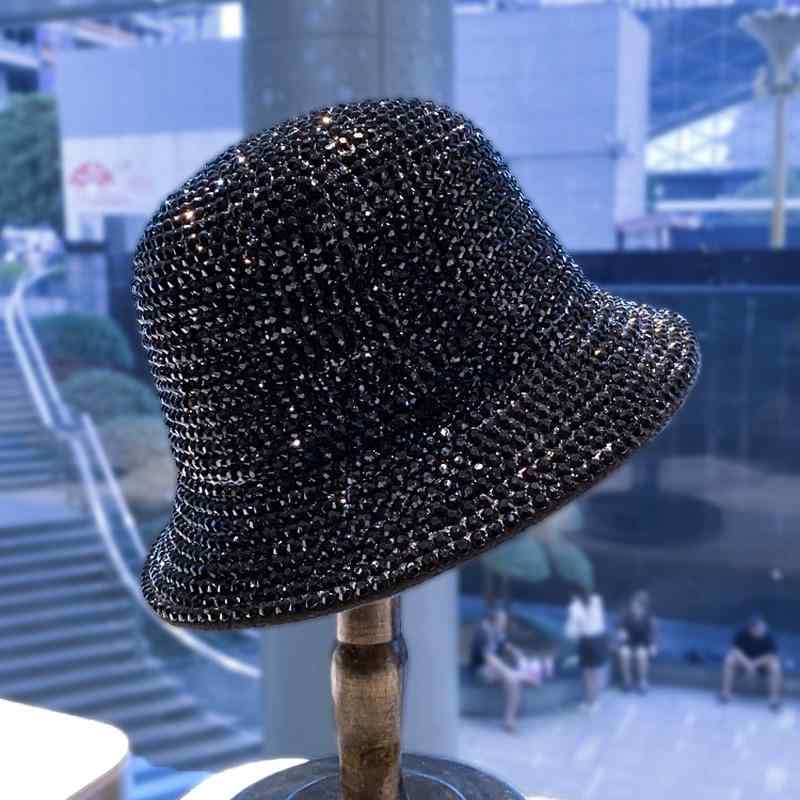 帽子 レディース 春秋 漁夫帽 手作り ビジュー ハット 日よけ UVカット 紫外線対策 防風 ブラック ホワイト ピンク系 シルバー レッド Mサイズ かわいい 日韓風2