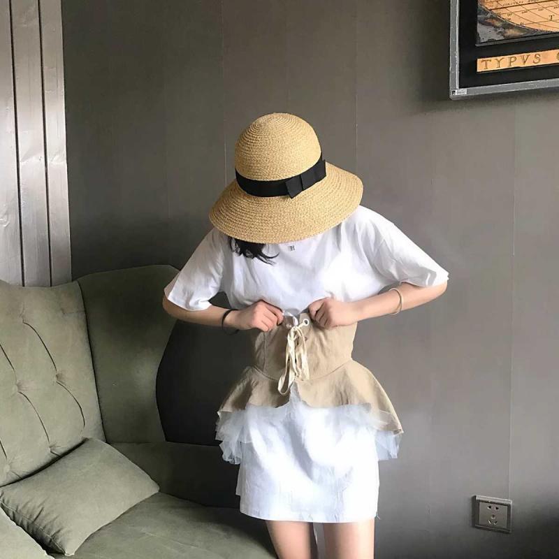 麦わら帽子 レディース 日焼け防止帽子 リボン装飾 ストローハット つば広帽子 春夏 かわいい 日よけ帽子 漁夫帽 普段使い2