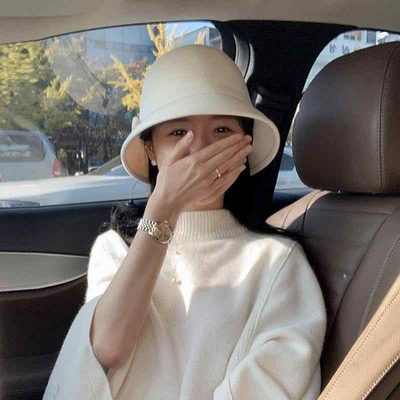 帽子 レディース ハット ウール 漁夫帽 秋冬 韓国風 かわいい おしゃれ 白色 黒色 ベージュ あたたかい2