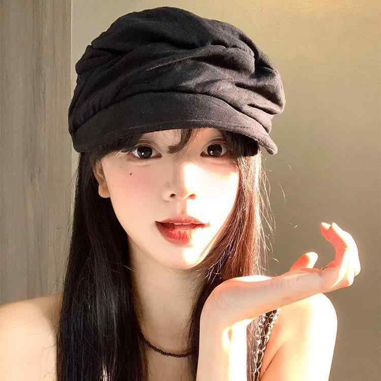 ベレー帽 レディース 春夏 薄手 帽子 小顔効果 通気性 コットンリネン 紫外線対策 普段使い おしゃれ ブラック ベージュ2