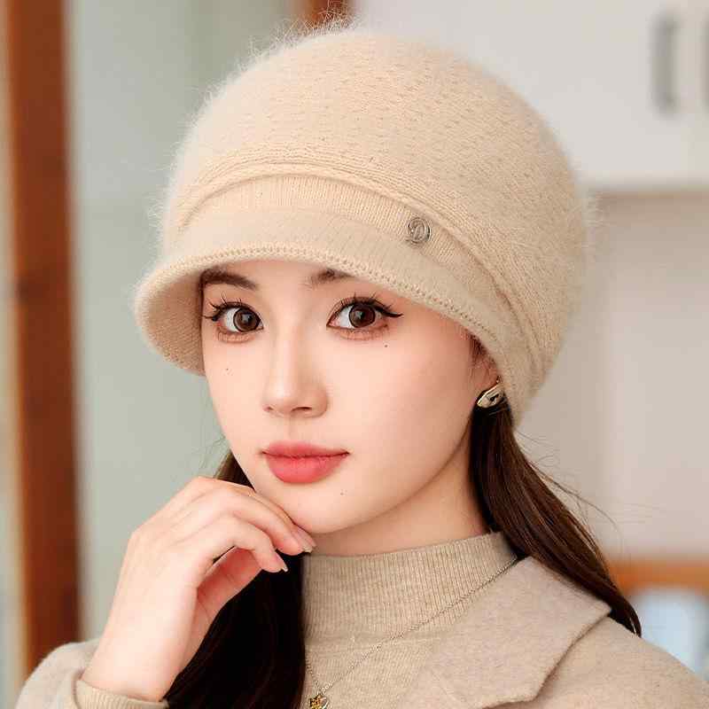 ニット帽 レディース 秋冬 ミンクファー 中高年向け 防寒 保温 暖かい あったか 婦人帽子 お母さん おばあちゃん ミセス シニア ブラック ピンク ベージュ2